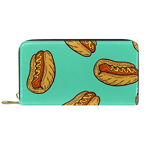 DJNGN Geldbörse für Frauen Clutch Geldbörsen für Frauen Kartenhalter Organizer Leder Reißverschluss Geldbörse Hot Dog Wurst von DJNGN