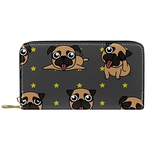 DJNGN Geldbörse für Frauen Clutch Geldbörsen für Frauen Kartenhalter Organizer Leder Reißverschluss Geldbörse Hunde von DJNGN