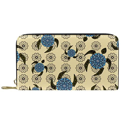 DJNGN Geldbörse für Frauen Clutch Geldbörsen für Frauen Kartenhalter Organizer Leder Reißverschluss Geldbörse Meeresschildkröte Mandala Boho von DJNGN