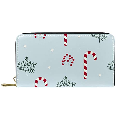 DJNGN Geldbörse für Frauen Clutch Geldbörsen für Frauen Kartenhalter Organizer Leder Reißverschluss Geldbörse Weihnachten Candy Cane von DJNGN