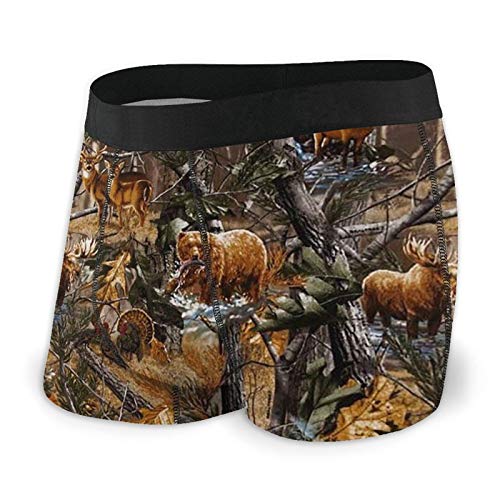 DJNGN Herren-Boxershorts Camo Jagd Elch Bär Hirsch Ente Truthahn Fliegenfront mit Beutel Unterwäsche von DJNGN