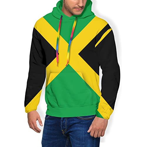 DJNGN Jamaika-Flagge Plus Dickes Samt-Freizeit-Sweatshirt, leichte Kapuzenpullover für Herren von DJNGN