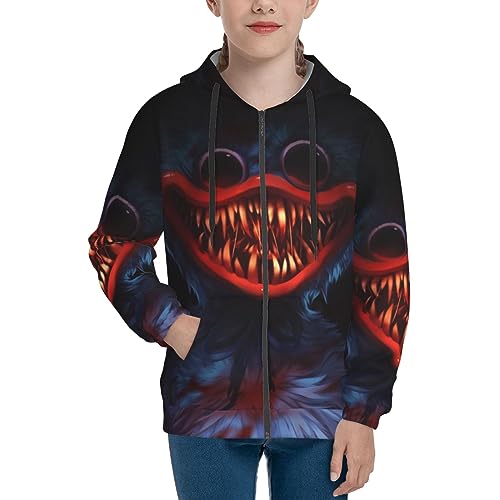 DJNGN Jungen Mädchen Kinder Hoodies Pocket Sweatshirt für Poppy Playtime 3D-Druck Langarm Casual Sport Pullover Tops Reißverschluss Jacke Teen Geschenke von DJNGN