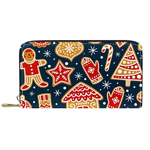 DJNGN Portemonnaie Leder Leder Reißverschluss Lange Geldbörse Blau Glänzende Weihnachten von DJNGN