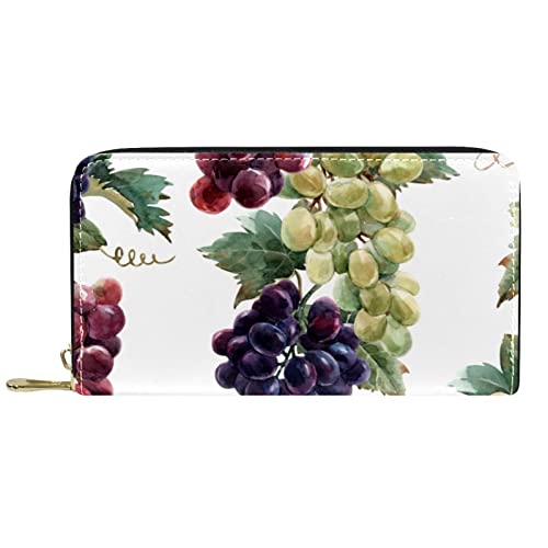 DJNGN Portemonnaie Leder Leder Reißverschluss Lange Geldbörse Fruchttraube von DJNGN