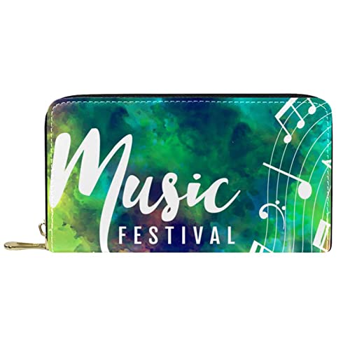 DJNGN Portemonnaie Leder Leder Reißverschluss Lange Geldbörse Music Festival Note von DJNGN
