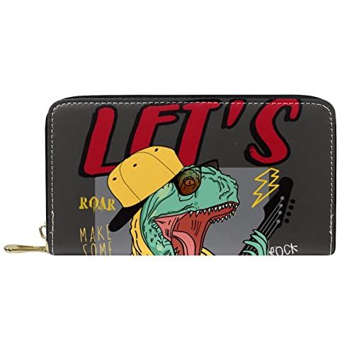 DJNGN Portemonnaie Leder Leder Reißverschluss Lange Geldbörse Rocker Dinosaurier von DJNGN
