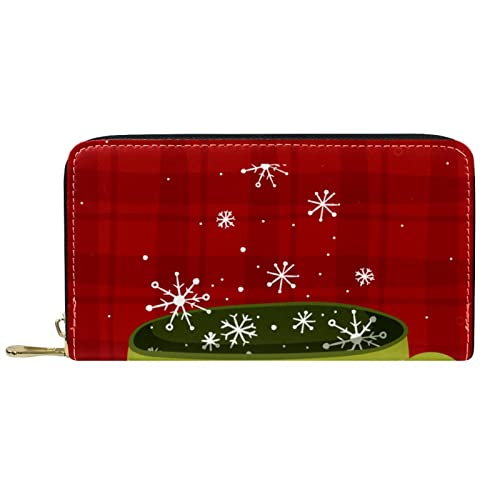 DJNGN Portemonnaie Leder Leder Reißverschluss Lange Geldbörse Weihnachten Urlaub Kaffee von DJNGN