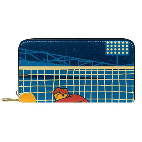 DJNGN Portemonnaie aus Leder mit langem Reißverschluss aus Leder mit Fußballtorwartmuster von DJNGN