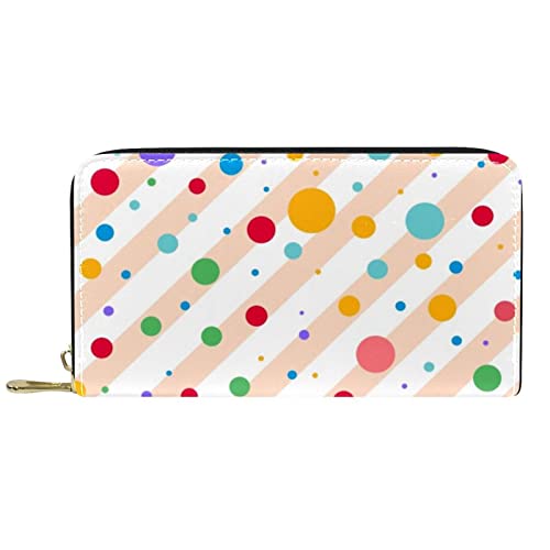 DJNGN Portemonnaie aus Leder mit langem Reißverschluss aus Leder mit Punktmuster von DJNGN