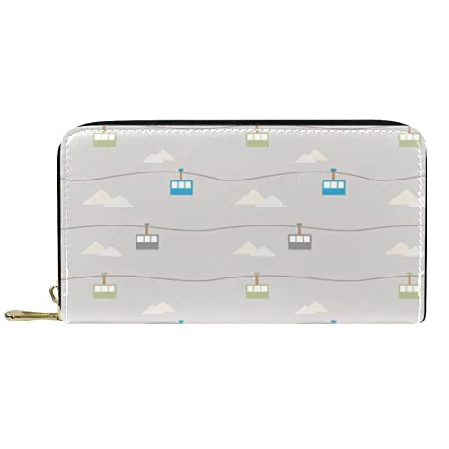 DJNGN Portemonnaie aus Leder mit langem Reißverschluss aus Leder mit Seilbahnmuster von DJNGN