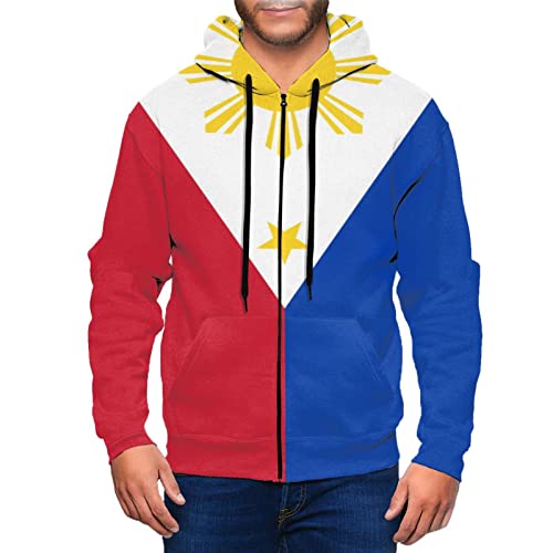 DJNGN Republik-Philippinen-Flagge Herren-Kapuzenpullover mit durchgehendem Reißverschluss und Taschenjacke von DJNGN