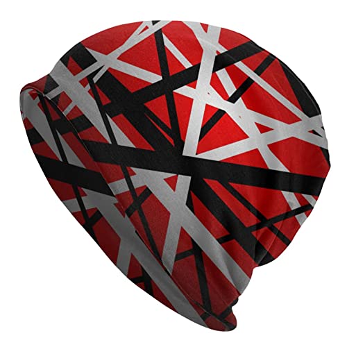 DJNGN Schwarz Weiß Rot Streifen Beanie Chemo Mütze Krebs Kopfbedeckung Strickmützen Baggy Slouchy Schal Cap für Erwachsene Frauen Männer von DJNGN