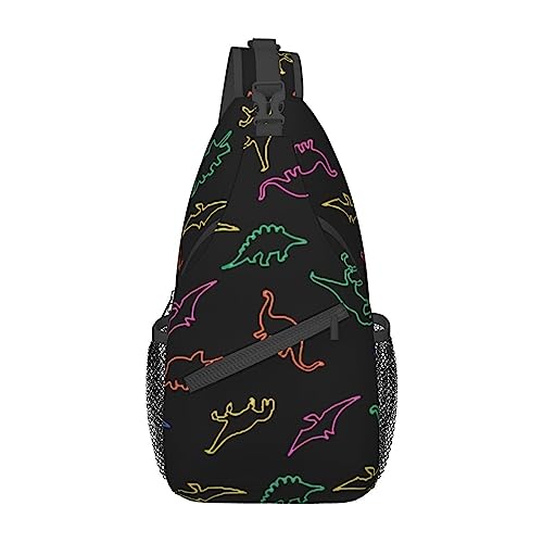 Dinosaurier-Sling-Rucksack, Reise-Crossbody, lässig, Brust-Umhängetasche, modische Gürteltasche von DJNGN