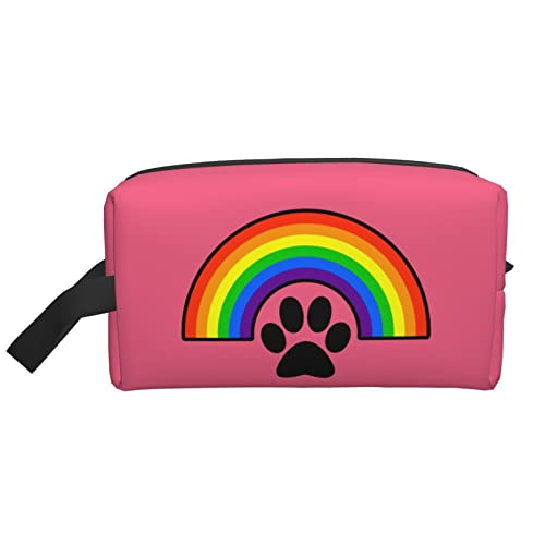 Dog Paw Rainbow Peach Pink Make-up-Tasche Reise-Toilettenartikel Make-up-Organizer Reise Große Kapazität Tragbare Reise-Kosmetiktaschen für Frauen Mädchen von DJNGN