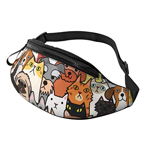 Doodle Dog and Cat Crossbody Bag Runner Small Hip Pouch Bum Bag Running Waistpack Bumbag Beltbag Sport Slim Modisch Zum Joggen Wandern Frau von DJNGN