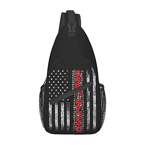 Drag Racing American Flag Sling-Rucksack, Reise-Crossbody, lässig, Brust-Umhängetasche, modische Gürteltasche Drag Racing American Flag Sling-Rucksack, Reise-Crossbody, lässig, Brust-Umhängetasche, modische Gürteltasche von DJNGN