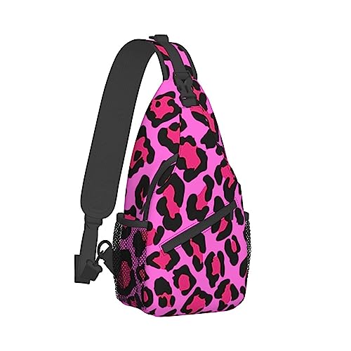 Elegante Brust-Umhängetasche, kompatibel mit Pink Dots Wild Cheetah Leopard Print Sling-Schulterrucksack für Frauen, verstellbarer und bequemer Turnbeutel, Diebstahlschutz, Radfahren, Reisen, Wandern, von DJNGN