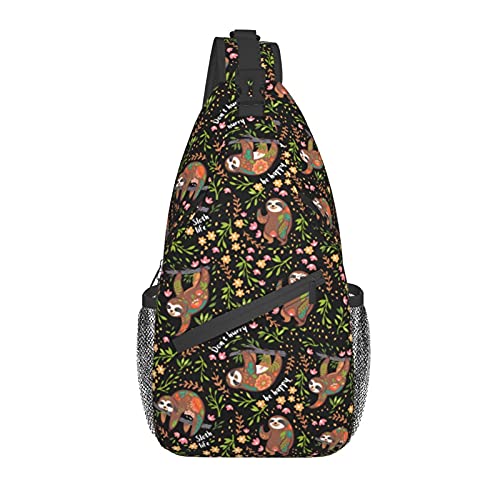 Faultier-Sling-Crossbody-Rucksack mit verstellbarem und wendbarem Schultergurt für Männer und Frauen, Reisen, Wandern, Tagesrucksack von DJNGN