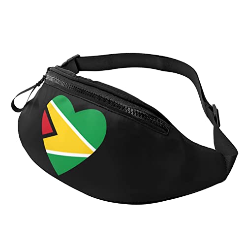 Flagge von Guyana Herz Lässige Gürteltasche Männer und Frauen Freizeit Sport Gürteltasche Sporttag Übungsgeschenk von DJNGN