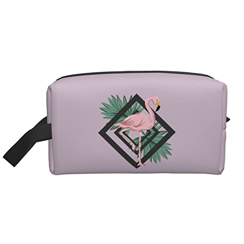 Flamingos Tropische Blätter Helllila Make-up-Tasche Reise-Toilettenartikel Make-up-Organizer Reise Große Kapazität Tragbare Reise-Kosmetiktaschen für Frauen Mädchen von DJNGN