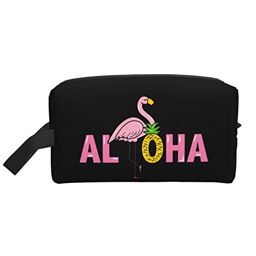 Flamingos and INES Schwarzer Reise-Toilettenartikel-Make-up-Organizer, große Kapazität, tragbare Kosmetiktaschen für Frauen und Mädchen von DJNGN