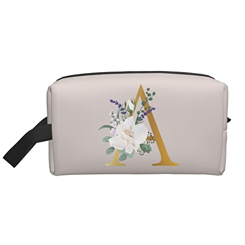 Flower Lette A Make-up-Tasche Reise-Toilettenartikel Make-up-Organizer Reise Große Kapazität Tragbare Reise-Kosmetiktaschen für Frauen Mädchen Beige von DJNGN