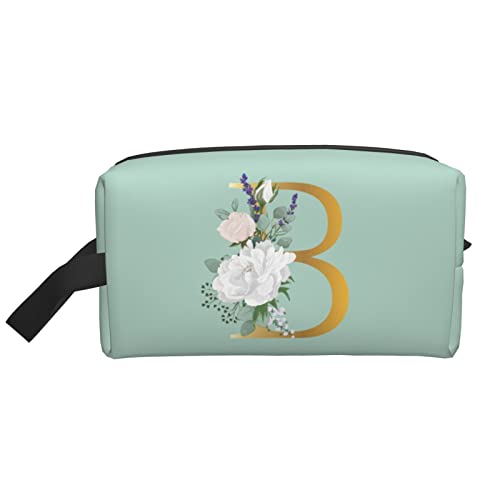 Flower Lette B Make-up-Tasche, Reise-Toilettenartikel, Make-up-Organizer, große Kapazität, tragbar, Reise-Kosmetiktaschen für Frauen, Mädchen, Mintgrün von DJNGN