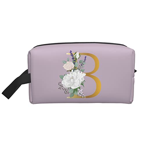 Flower Lette B Reise-Toilettenartikel-Make-up-Organizer, große Kapazität, tragbare Kosmetiktaschen für Frauen und Mädchen, Hellviolett von DJNGN