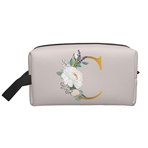 Flower Lette C Make-up-Tasche Reise-Toilettenartikel Make-up-Organizer Reise Große Kapazität Tragbare Reise-Kosmetiktaschen für Frauen Mädchen Beige von DJNGN