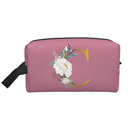 Flower Lette C Make-up-Tasche Reise-Toilettenartikel Make-up-Organizer Reise Große Kapazität Tragbare Reise-Kosmetiktaschen für Frauen Mädchen Dunkelrosa von DJNGN