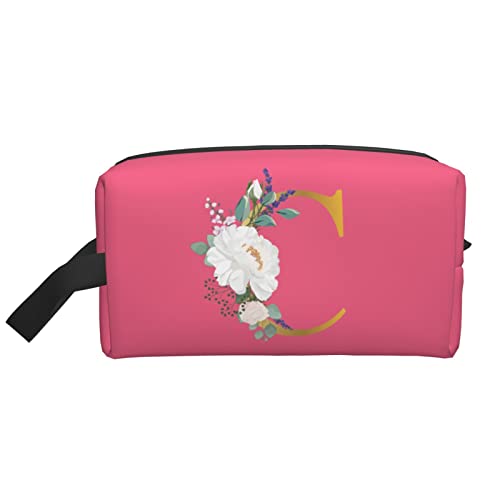 Flower Lette C Make-up-Tasche Reise-Toilettenartikel Make-up-Organizer Reise Große Kapazität Tragbare Reise-Kosmetiktaschen für Frauen Mädchen Pfirsichrosa von DJNGN