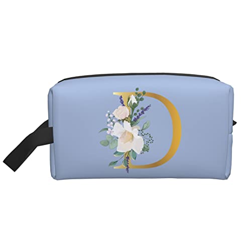 Flower Lette D Make-up-Tasche, Reise-Toilettenartikel, Make-up-Organizer, Reise, große Kapazität, tragbar, Reise-Kosmetiktaschen für Frauen, Mädchen, Blau von DJNGN