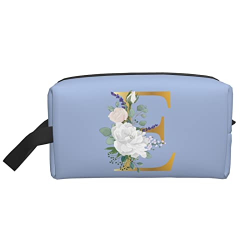 Flower Lette E Make-up-Tasche, Reise-Toilettenartikel, Make-up-Organizer, Reise, große Kapazität, tragbar, Reise-Kosmetiktaschen für Frauen, Mädchen, Blau von DJNGN