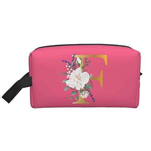 Flower Lette F Make-up-Tasche Reise-Toilettenartikel Make-up-Organizer Reise Große Kapazität Tragbare Reise-Kosmetiktaschen für Frauen Mädchen Pfirsichrosa von DJNGN