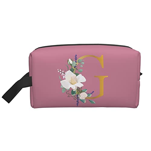 Flower Lette G Make-up-Tasche, Reise-Toilettenartikel, Make-up-Organizer, große Kapazität, tragbare Reise-Kosmetiktaschen für Frauen, Mädchen, tiefrosa von DJNGN