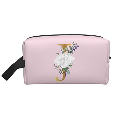 Flower Lette J Make-up-Tasche, Reise-Toilettenartikel, Make-up-Organizer, Reise, große Kapazität, tragbar, Reise-Kosmetiktaschen für Frauen, Mädchen, Rosa von DJNGN