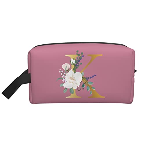 Flower Lette K Make-up-Tasche Reise-Toilettenartikel Make-up-Organizer Reise Große Kapazität Tragbare Reise-Kosmetiktaschen für Frauen Mädchen Dunkelrosa von DJNGN