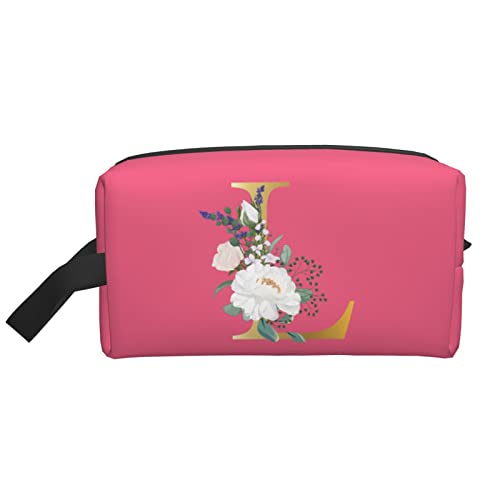 Flower Lette L Make-up-Tasche Reise-Toilettenartikel Make-up-Organizer Reise Große Kapazität Tragbare Reise-Kosmetiktaschen für Frauen Mädchen Pfirsichrosa von DJNGN