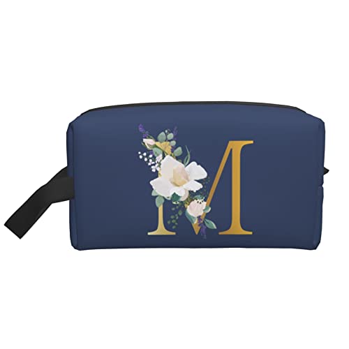 Flower Lette M Make-up-Tasche Reise-Toilettenartikel Make-up-Organizer Reise Große Kapazität Tragbare Reise-Kosmetiktaschen für Frauen Mädchen Indigoblau von DJNGN