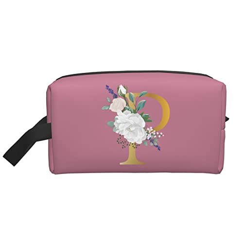 Flower Lette P Make-up-Tasche, Reise-Toilettenartikel, Make-up-Organizer, große Kapazität, tragbare Reise-Kosmetiktaschen für Frauen, Mädchen, tiefrosa von DJNGN