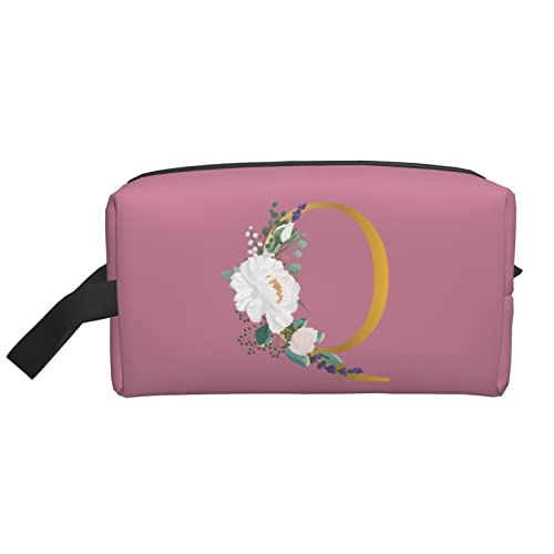 Flower Lette Q Make-up-Tasche, Reise-Toilettenartikel, Make-up-Organizer, große Kapazität, tragbare Reise-Kosmetiktaschen für Frauen, Mädchen, tiefrosa von DJNGN