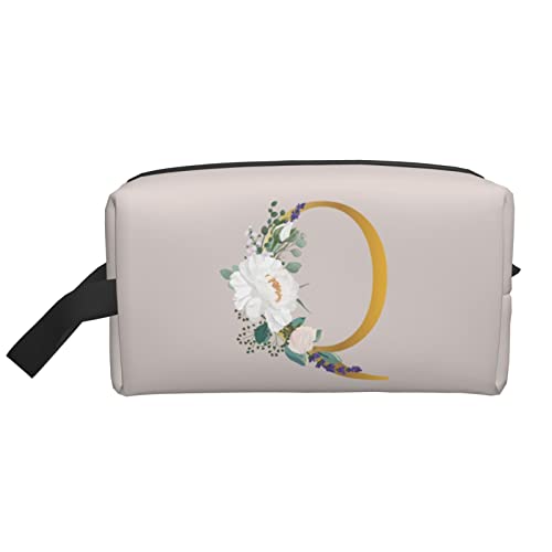 Flower Lette Q Make-up-Tasche Reise-Toilettenartikel Make-up-Organizer Reise Große Kapazität Tragbare Reise-Kosmetiktaschen für Frauen Mädchen Beige von DJNGN