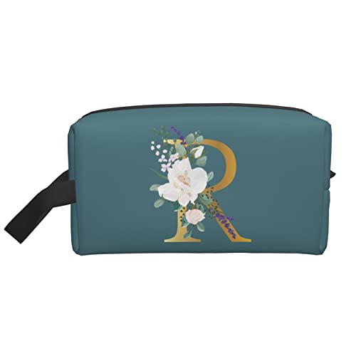 Flower Lette R Make-up-Tasche Reise-Toilettenartikel Make-up-Organizer Reise Große Kapazität Tragbare Reise-Kosmetiktaschen für Frauen Mädchen Grün von DJNGN