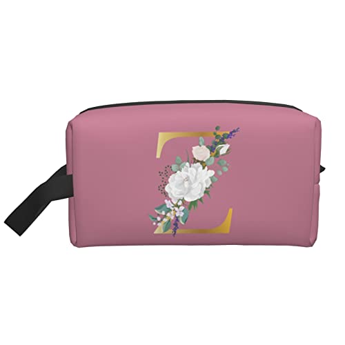 Flower Lette Z Make-up-Tasche Reise-Toilettenartikel Make-up-Organizer Reise Große Kapazität Tragbare Reise-Kosmetiktaschen für Frauen Mädchen Dunkelrosa von DJNGN