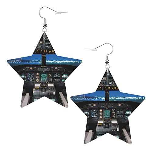 Flugzeug-Cockpit Pvc-Kunstleder Sternförmige Ohrringe Anhänger von DJNGN