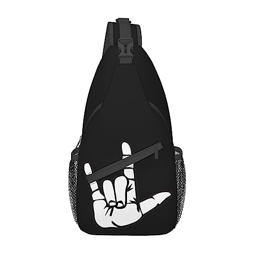 Gebärdensprache I Love You Sling-Rucksack, Reise-Crossbody, lässige Brust-Umhängetasche, modische Gürteltasche von DJNGN