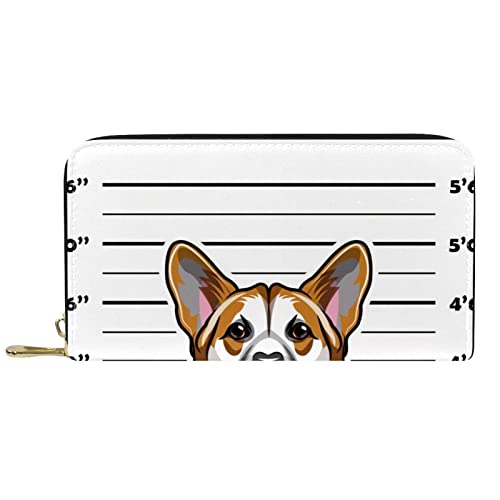 Geldbörse Leder Leder Reißverschluss Lange Geldbörse Corgi Dog von DJNGN
