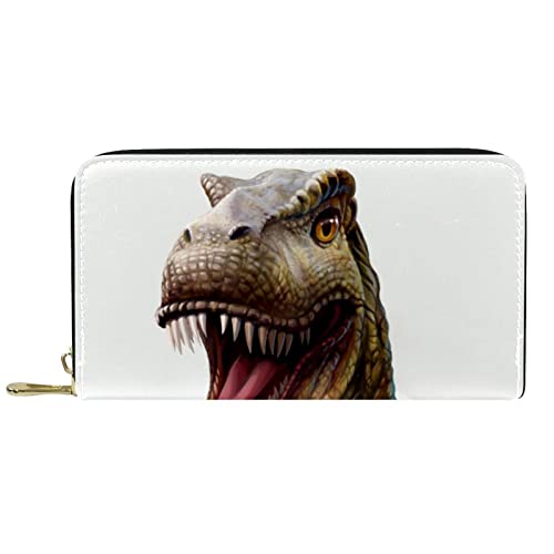 DJNGN Geldbörse Leder Leder Reißverschluss Lange Geldbörse Dinosaurier Ti-Rex von DJNGN