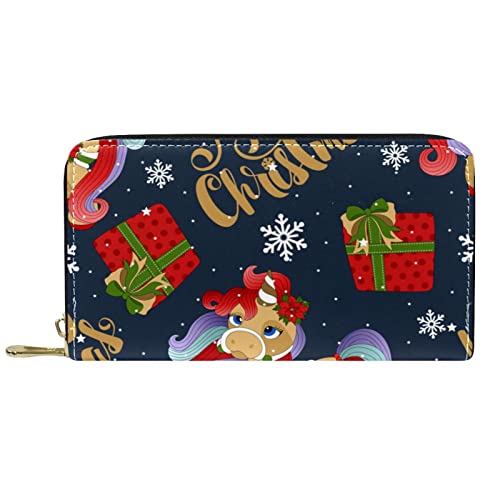 DJNGN Geldbörse Leder Leder Reißverschluss Lange Geldbörse Einhorn von DJNGN